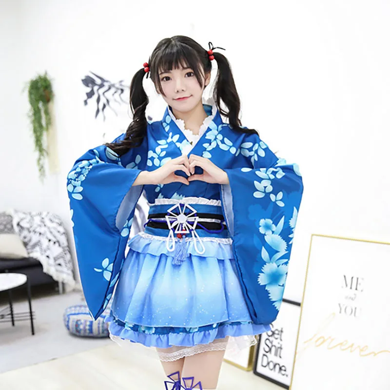 Аниме Love Live Eli Ayase Косплей Костюм Ellie блондинка парик сексуальное кимоно женское