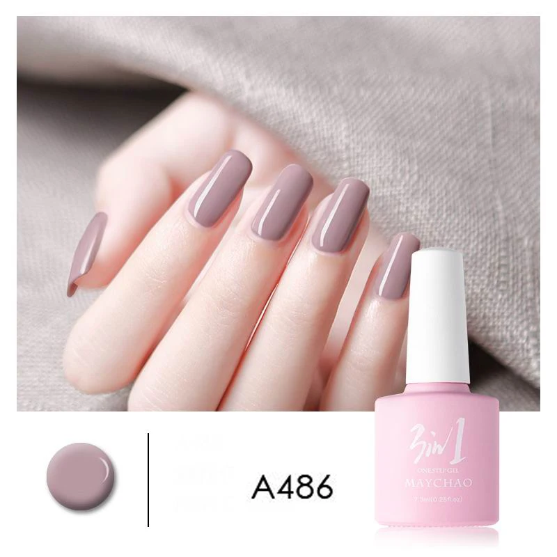 A486 MAYCHAO 36colors 3 in 1 Gel Nail Polish UV LED Gel Varnish Soak Off Nail Lacquer For Autumn Winter Long-lasting - Цвет: A486