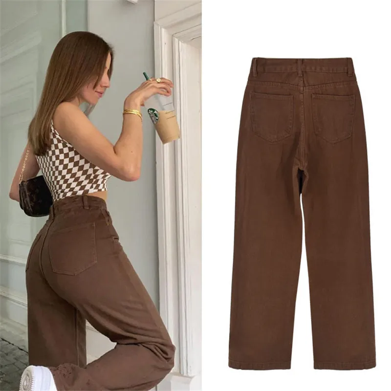 Winter Straight Jeans Women Denim Fashion Casual Korean High Waisted Sexy Vintage