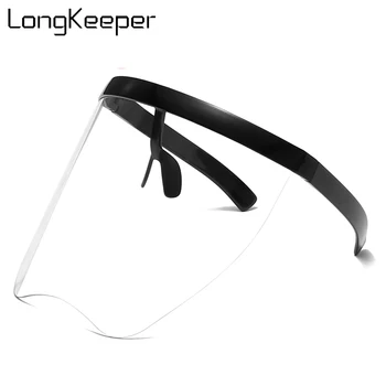 

Fashion Oversize Shield Visor Sunglasses Women Men Black Frame Clear Windproof Sun Glasses Unisex Flat Top Big Glasses Goggle
