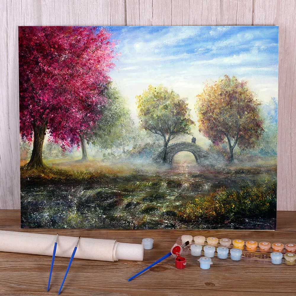 Natural encuentro conjunto de números pinturas de aceite 50*70 lona pintura hecha a mano para adultos para dibujo venta al por - AliExpress Hogar y jardín