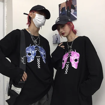 

Original design the very spot will firm offers the diablo series printed blue purple person cranial long sleeve T-shirt