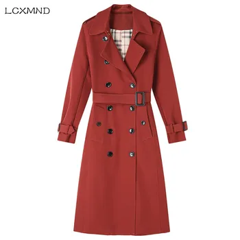 

Windbreaker women's Midi 2020 double-breasted slim lace temperament coat overknee large size coat tide moda mujer