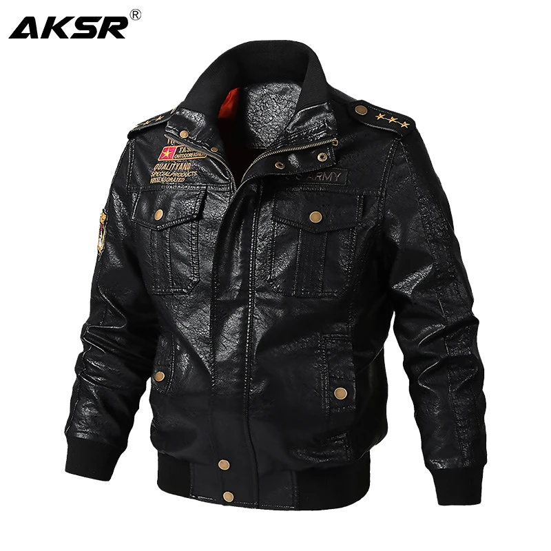 AKSR 2019 Autumn and Winter Men's Leather Jacket Motorcycle Thick Warm Coat High Quality Outerwear Faux Fur Male Jackets