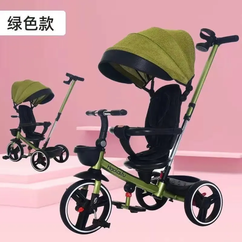 Children's tricycle can be folded and rotated without installation baby bicycle 1-5 years old portable baby stroller artifact