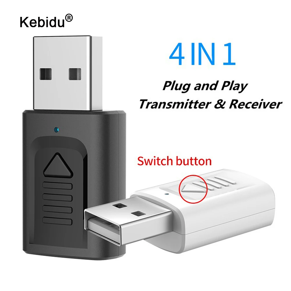 4 в 1 Bluetooth 5 0 аудио приемник передатчик мини стерео USB ключ 3 мм Кабель Aux для