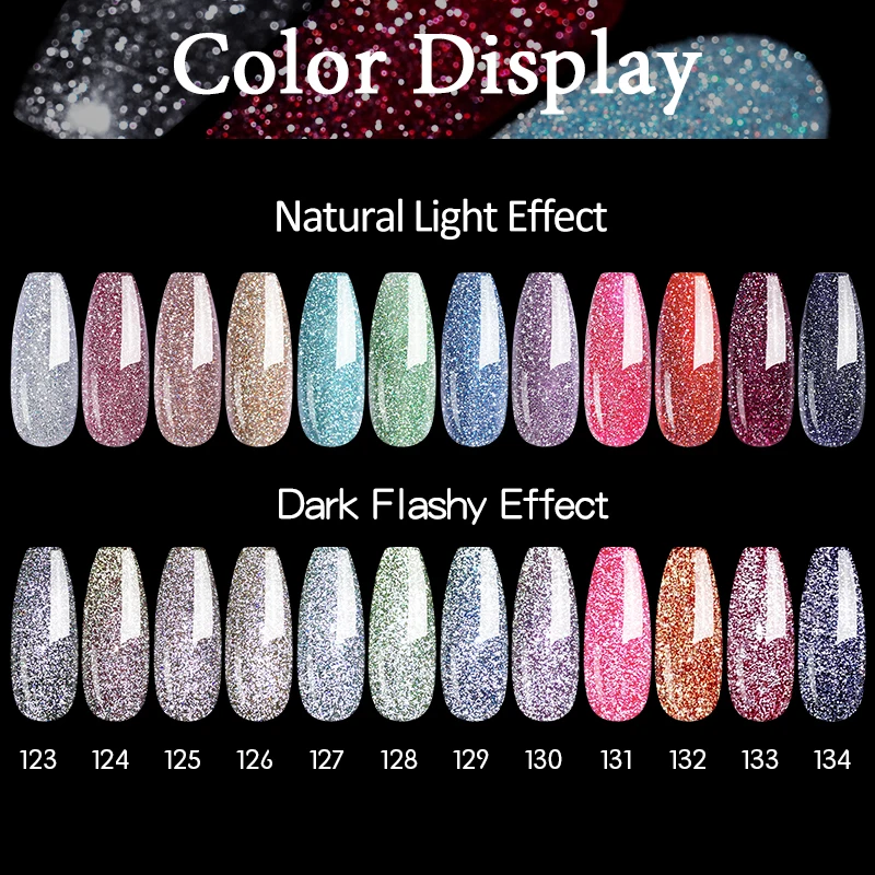 UR SUGAR 7.5ml Pink Reflective Glitter Gel Nail Polish Silver Purple Sequins Soak Off UV Gel Nail Art Manicuring Nail Gel