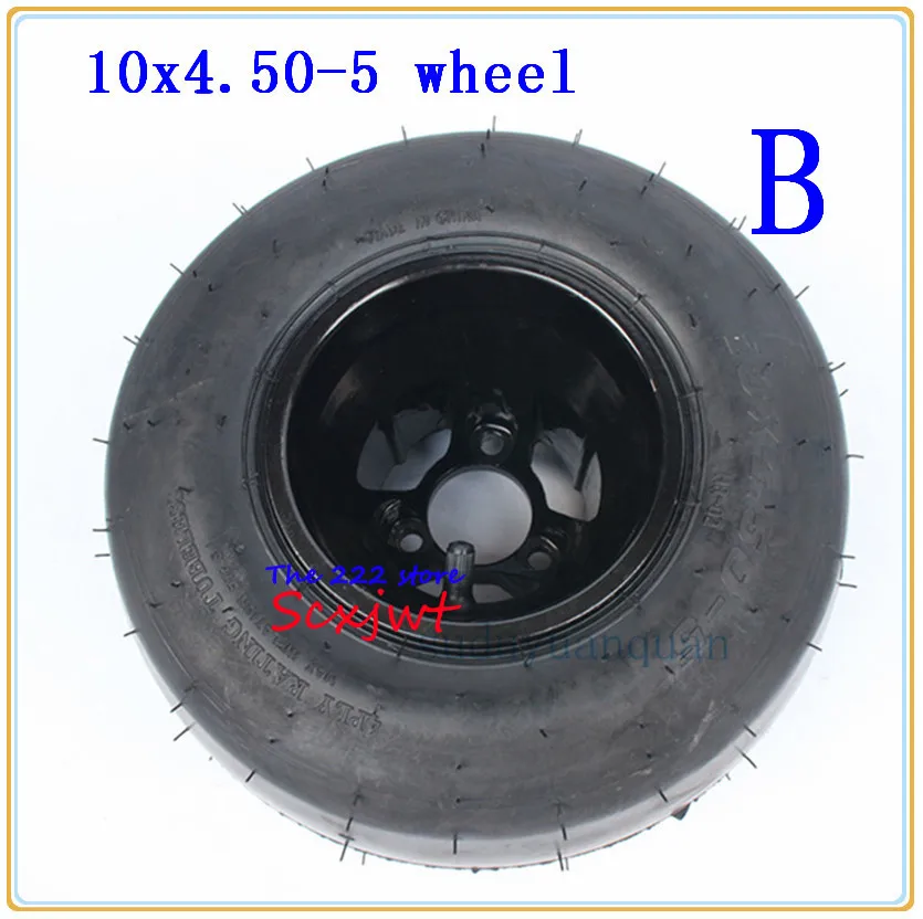 Modified Go-kart accessories10X4.50-5 front wheel 10 inch tyre Vacuum tire+ Aluminium alloy wheel hub fits drift car field car