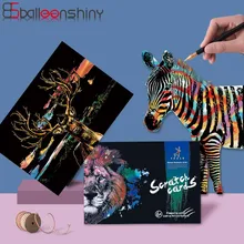 BalleenShiny – peinture à gratter colorée pour enfants, jouets de dessin manuel, Animal créatif, papier d'art, cadeau pour enfants, 40.5x28.5, DIY bricolage 