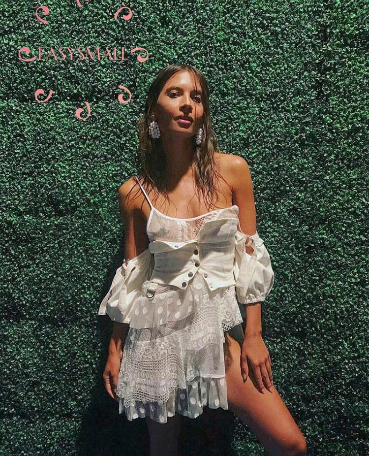 EASYSMALL Vrouwen jurk Mode Strand Sexy Backless high-end streetwear Kant Patch vrouwen blouses Hoge Taille mouwloze Jurken EASYSMALL Vrouwen jurk Mode Strand Sexy Backless high-end streetwear Kant Patch vrouwen blouses Hoge Taille mouwloze Jurken