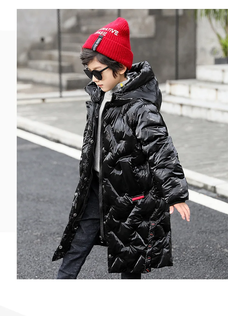 Детская удлиненная куртка длинная парка с капюшоном для мальчиков теплое пальто с хлопковой подкладкой для больших мальчиков утепленная верхняя одежда детская зимняя куртка для мальчиков