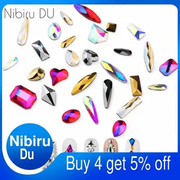 

100pcs/pack Wholesale Nail Art Rhinestones Multi-color Random Shaped Glitter Glass Stones For 3D Crystal DIY Nails Decoration