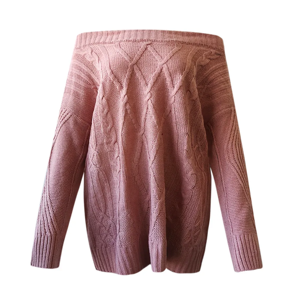  Off Shoulder Loose Slash Neck Sweater Pullover Blouse