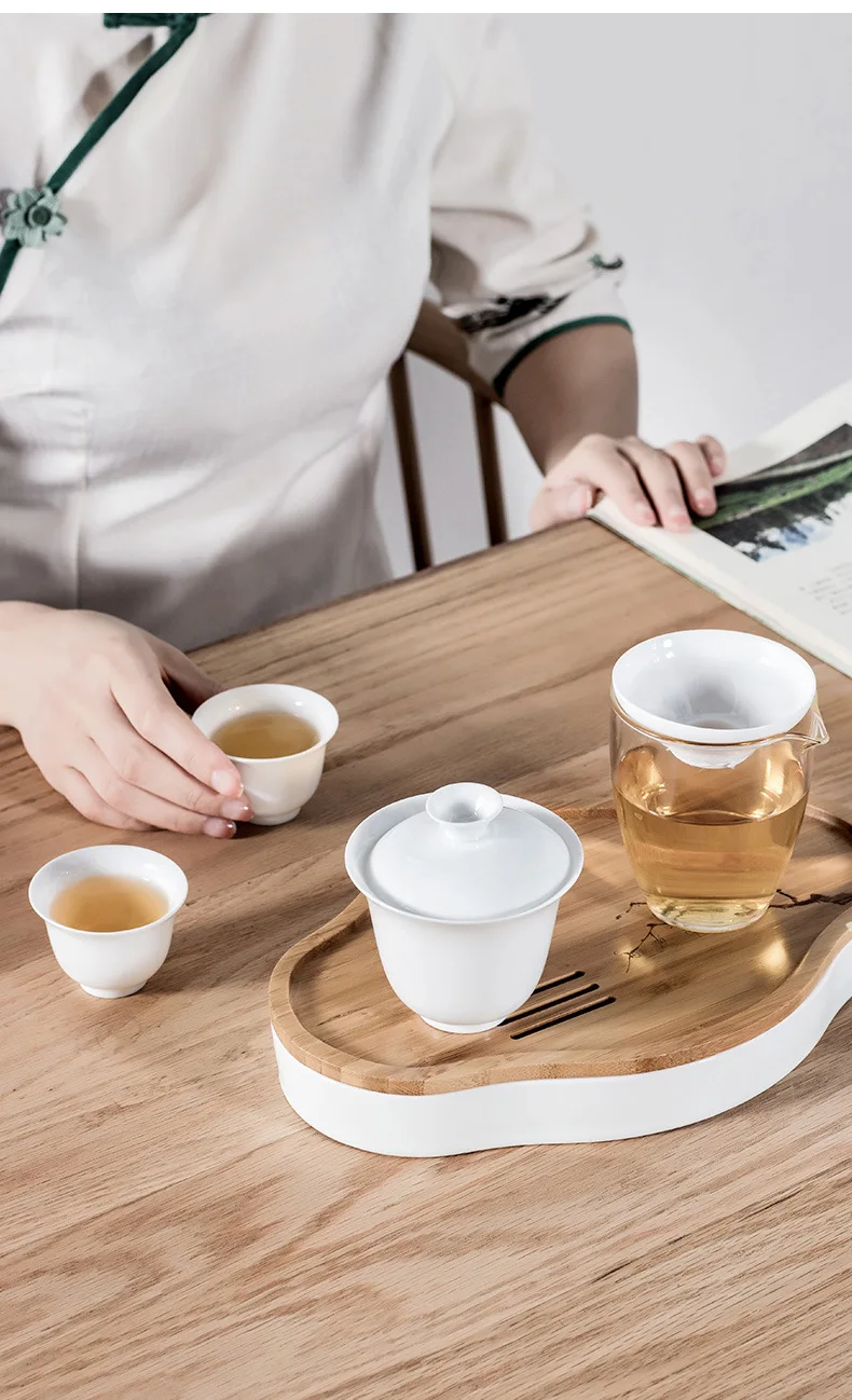 Керамическая Gaiwan, чайная чашка для китайского кунг-фу, дорожный чайный набор, посуда для напитков с сумкой для путешествий, B33