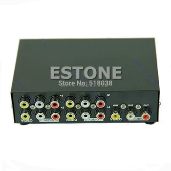 

4 Port Input 1 Output Audio Video AV RCA Switch Switcher Selector Box New