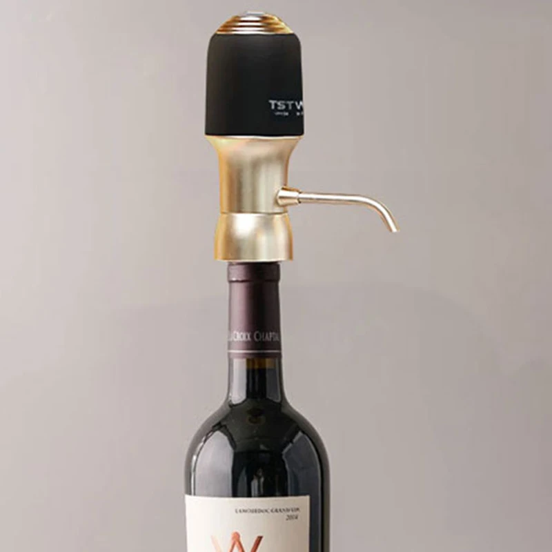 Портативный аэратор для вина в одно касание цвета шампанского и золота, 6 раз, с кнопкой, светодиодный светильник и 2 шланга