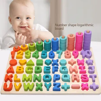 

6-in-1 Children Wooden Montessori Toy Kids Count Letter Digital Cognitive Matching Baby Early Educational Teaching Math Toys