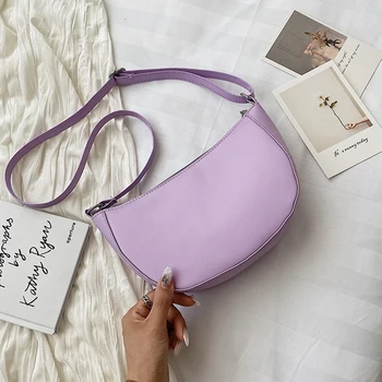 

Women Solid Messenger Bag Travel Daily Classic Creative Design Chic Casual Semicircle PU Shoulder Crossbody Handbags