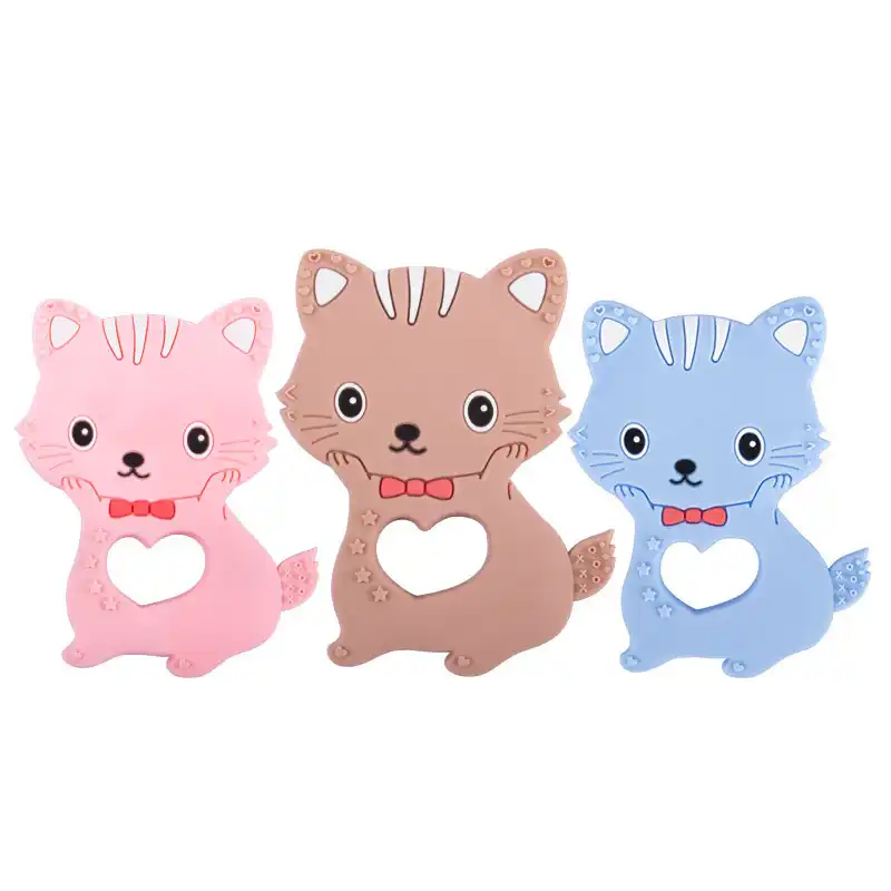 漫画シリコンおしゃぶり Diy 動物猫ベビーリングおしゃぶり Bpa フリー幼児かわいいかむ魅力の子供の歯が生える幼児のおもちゃギフト Baby Teethers Aliexpress