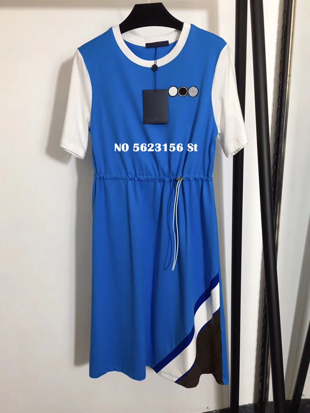 

High-quality 100% cotton short-sleeved dresses summer casual a-line patchwork embroidery runway women dress 2020 woman clothes