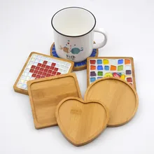 Креативные DIY мозаичные материалы натуральные круглые бамбуковые деревянные подставки аксессуары ручной работы коврик для напитков домашний стол чайная подставка для кофейной чашки