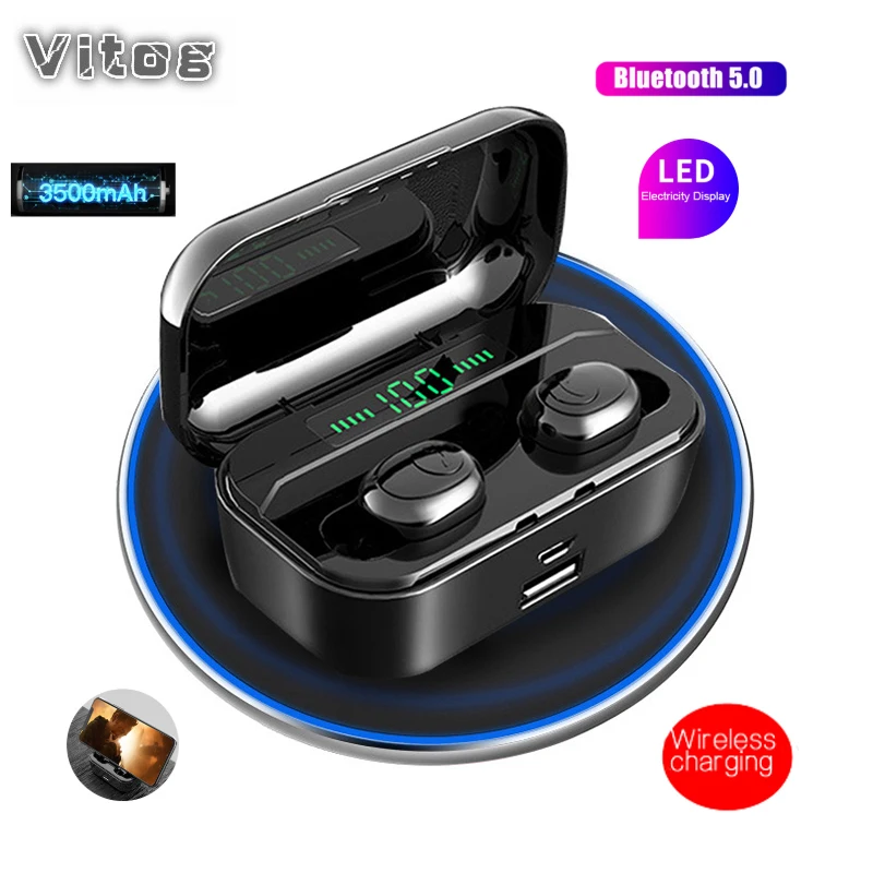 

Vitog New 3500mAh Bluetooth Earphone 8D Stereo Wireless Earbuds Wireless In-ear Earphone Headset with Power Bank Earphone Earbud