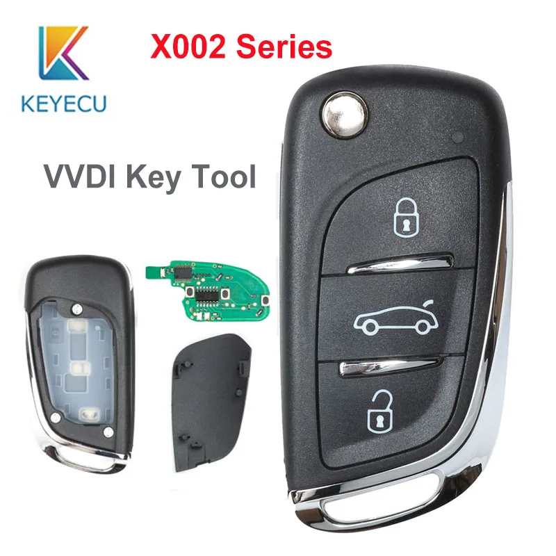 KEYECU 5 шт./лот XHORSE(английская версия) универсальный дистанционный брелок 3 кнопки для VVDI ключ инструмент, X002 серии