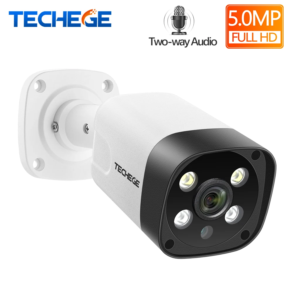  Techege Super HD 5MP Two-way Audio Security POE IP Camera ONVIF Human Detection Outdoor Waterproof  - 4.00004E+12