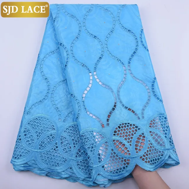 SJD LACE New Design African Lace Fabric With Holes Eyelet  High Quality Bazin Riche Cord Laces Fabrics For Party Dress Sew A1892 4