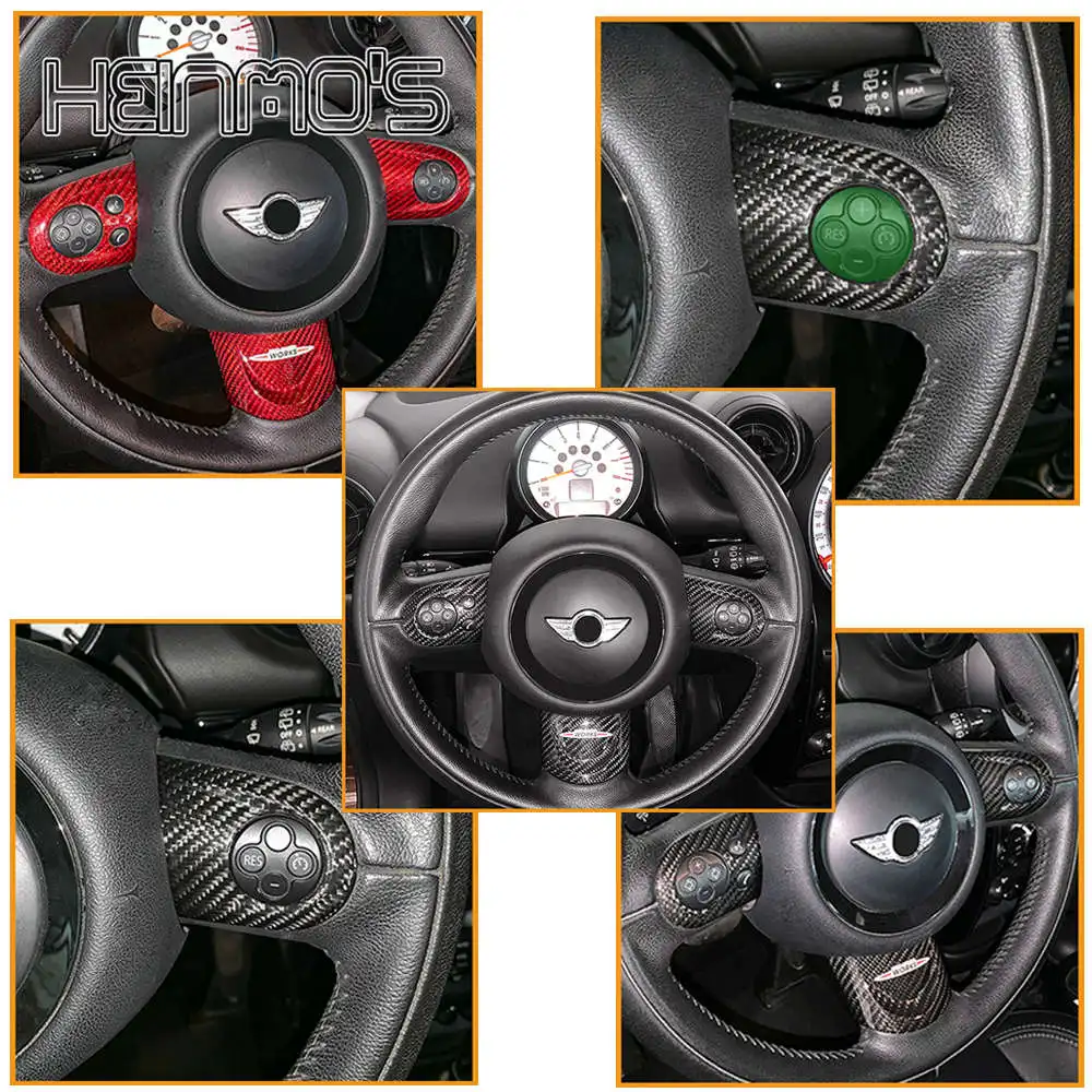 For MINI Cooper Countryman Clubman R55 R56 R57 R58 R59 R60 R61 Car Styling Accessories Carbon Fiber Steering Wheel Cover Sticker