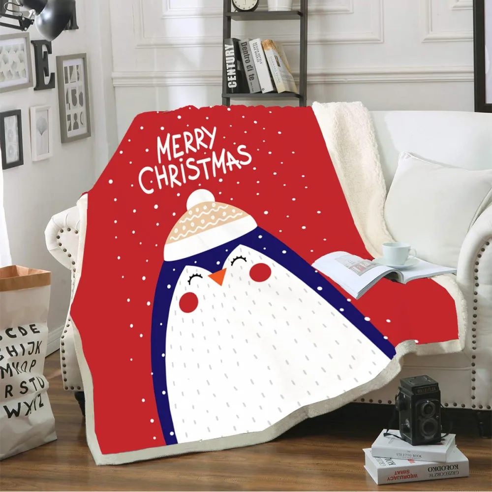 3D Digital Christmas Snow Gifts Print Soft Cozy Fleece Blanket Throw Blanket for Beds Sofa Thicken Plush Decor Series | Дом и сад