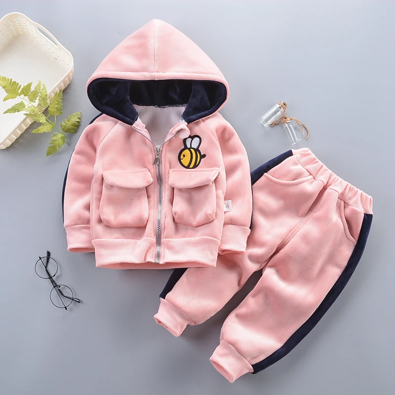 

Hoodies+pants 2pcs Suit For Boys Children Casual Warm Clothing Autumn Winter Children Clothes Set Girls Kids Cotton Thick Velvet