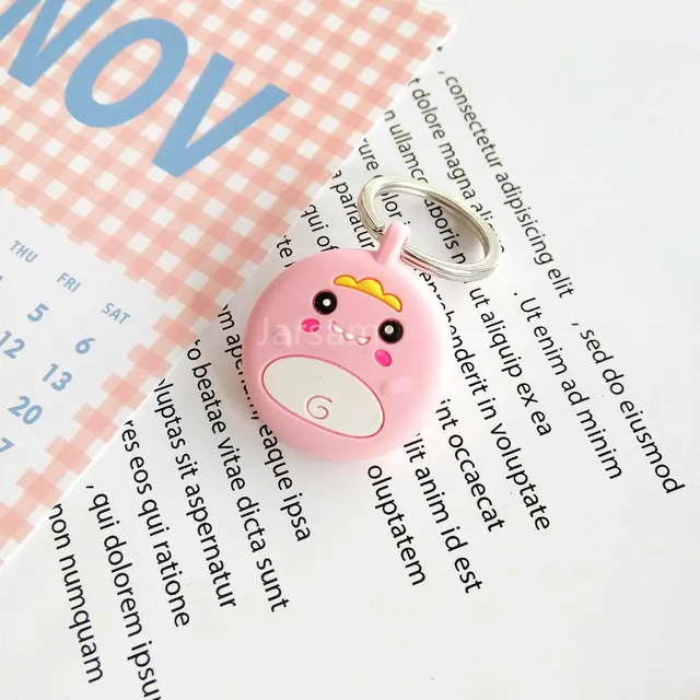 Lovely Cartoon Silicone Soft Protective Sleeve For AirTag Keychain Pet Child Anti-lost Device for Air Tag Protect Case Cover PinkLittledinosaur