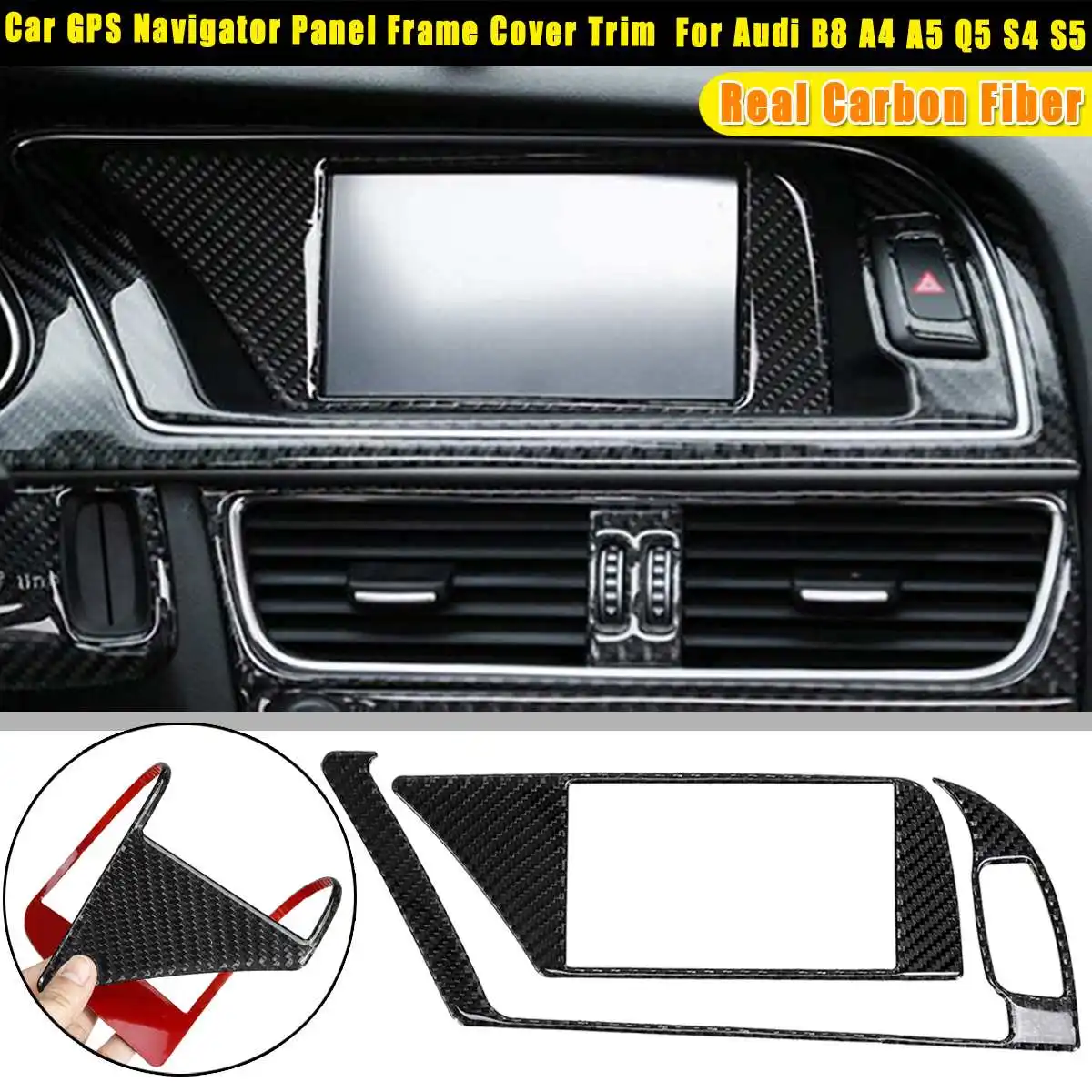 

Car Interior GPS Navigator Dashboard Panel Frame Cover Trim Carbon Fiber Decoration Accessories For Audi B8 A4 A5 Q5 S4 S5