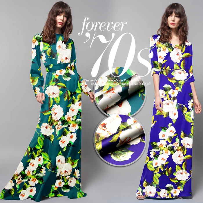 118 см Печатный шелк стрейч метр атласной ткани 19 мм Мягкая атласная шелковая ткань для платья спандекс ткань Атлас оптом шелковая ткань