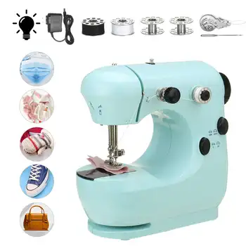 

220V EU Plug Household Multifunctional Mini Electric Sewing Machine With Light And English Manual For DIY Apparel Fabric Sewing