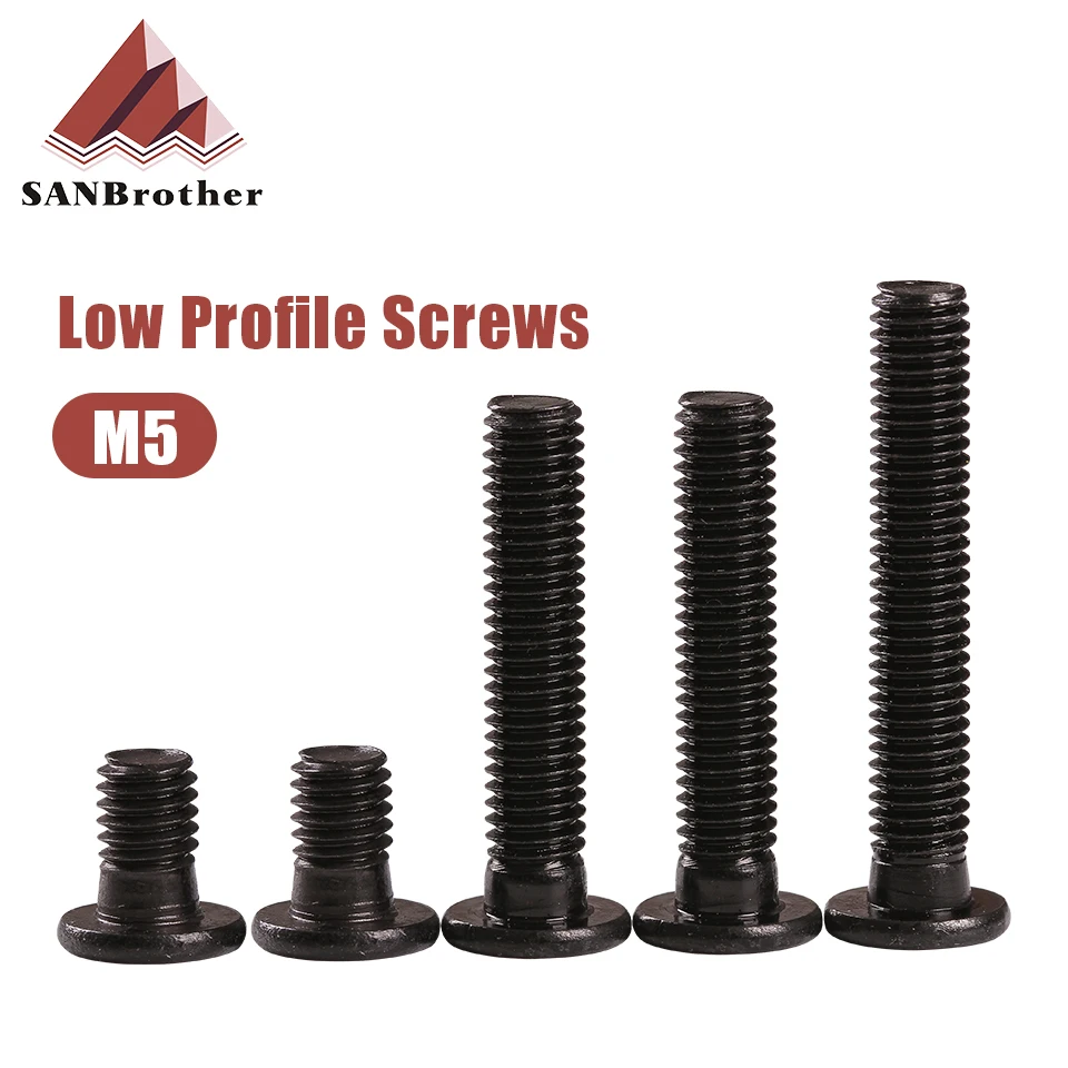 3D Printer Parts M5 Low Profile Screws M5*6/8/10/12/15/20/25/30mm black color M5 Low Profile Screws