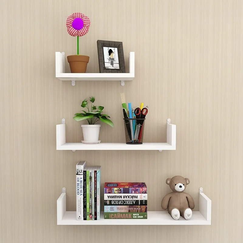 

Creative Plaid Wall-Mounted on Storage Shelf Wall Hangers Partition Shelf Closet TV Backdrop Decoration Bookshelf Hole Punched