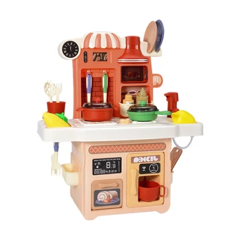 

23PCS Children's Play House Kitchen Toy Set Sound and Light Sound Effects Children Cook Rice Cooking Utensils Red