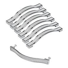 16 шт. Хрустальная ручка для мебели, барная ручка, ручка для кухонного шкафа, ящика, дверные ручки, серебро-6 шт. 96 мм и 10 шт. 128 мм