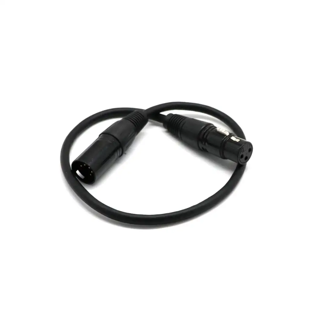 5-Pin Male to 3-Pin Female XLR Connector DMX Adapter Balanced Cable Lighting Accessory