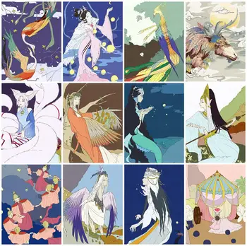 

Painting By Numbers DIY Cartoon Chinese Mythological Characters Handmade Gift Paint By Number Canvas Kits Figure Acrylic Paint