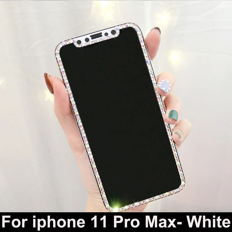 Роскошные Стразы 9H закаленное стекло XS Pro Max 11 пленка для экрана Ювелирное Украшение для протектора XR Алмазный протектор X - Цвет: ip 11 Pro Max -White