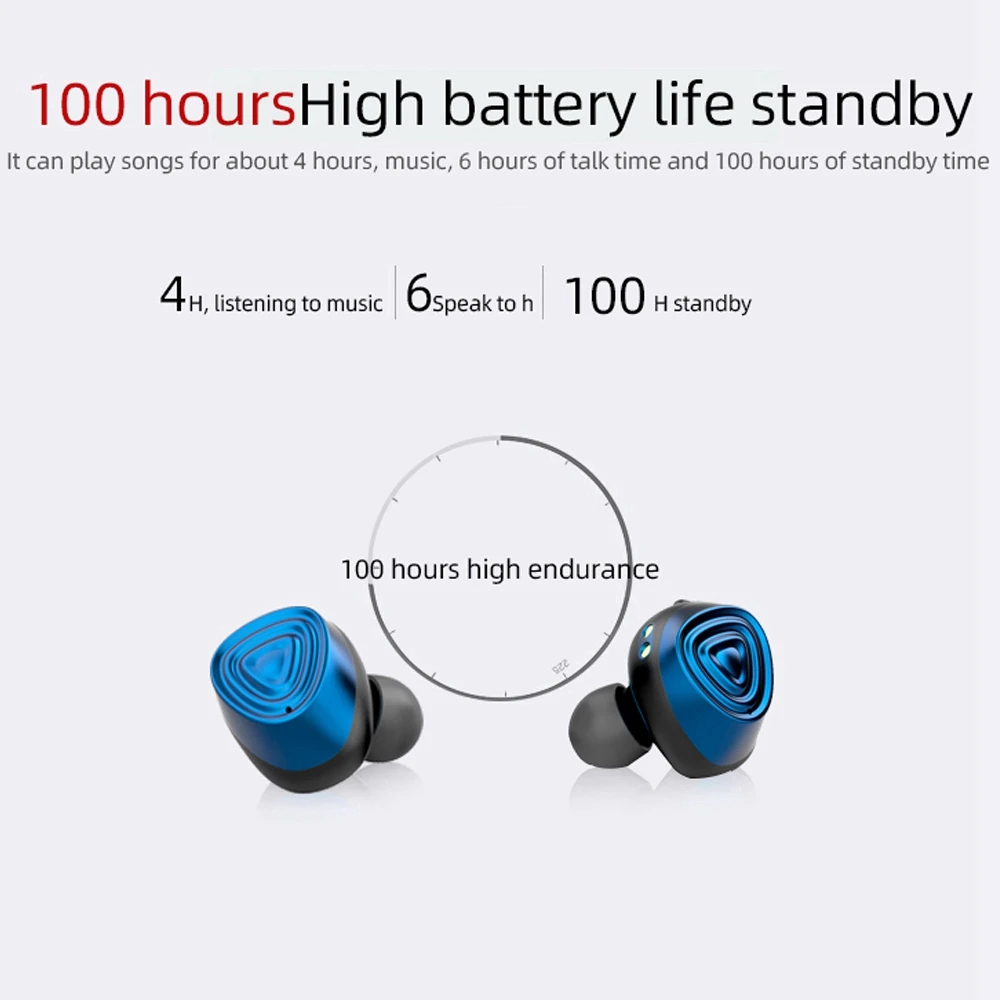 Fashion Sport music Smart Light High Quality TWS 5.0 Bluetooth In-Ear 3D stereo wireless earphone dual microphone For iPhone 7 6