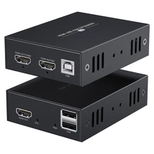 HDMI Extender RJ45 1080P @ 60Hz 50M Optical Transceiver KVM Supports USB Keyboard and Mouse(EU Plug)
