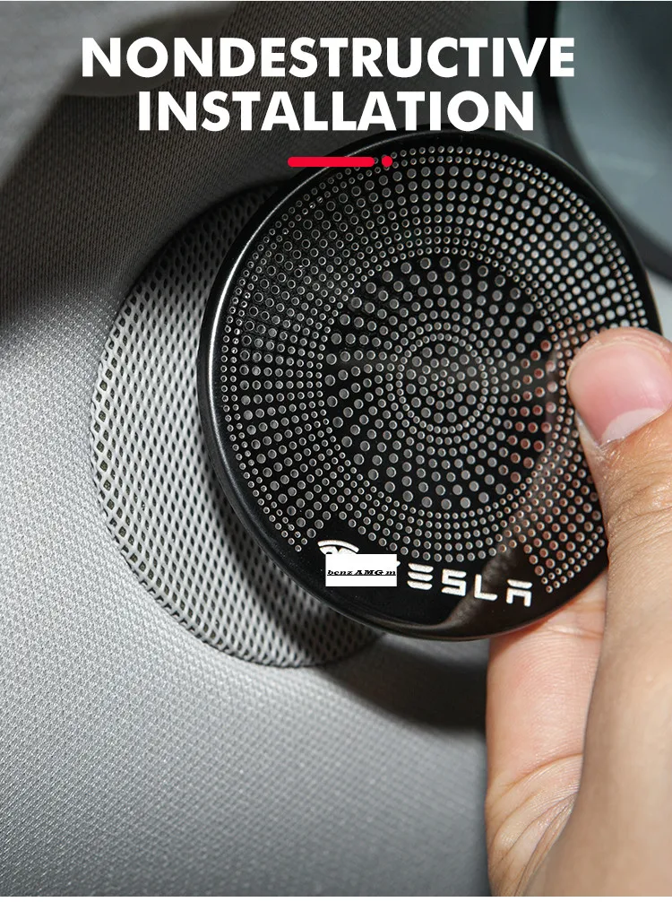 

New for Tesla model 3 Accessories front column roof horn hood Model3 speaker cover decorative sequins For tesla model three Car