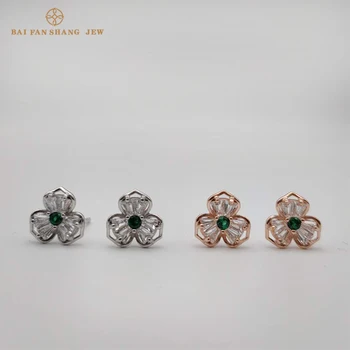 

Fashion New 925 Silver Jasmine Earrings Korean Version Of Three Petals Zircon Simple Ins Exquisite All-Match Female Jewelry Gift