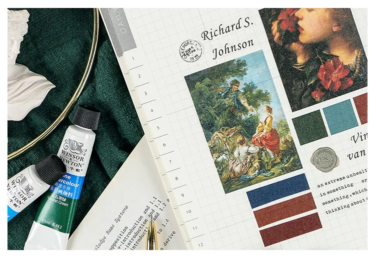 Цветовая серия художника, декоративные наклейки с изображением вишни, пшеничного поля, скрапбукинг, этикетка, канцелярские наклейки для дневника, альбома