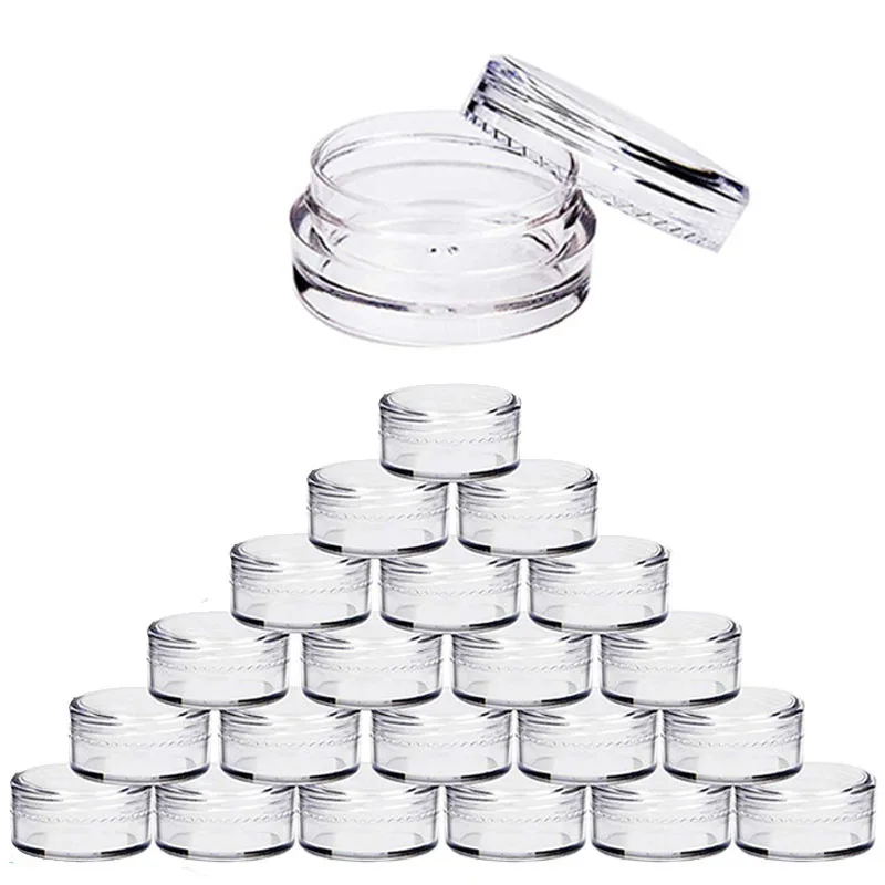 10pcs 2g/3g/5g/10g/15g/20g Empty Plastic Clear Cosmetic Jars Makeup Container Lotion Bottle Vials Face Cream Sample Pots Gel Box