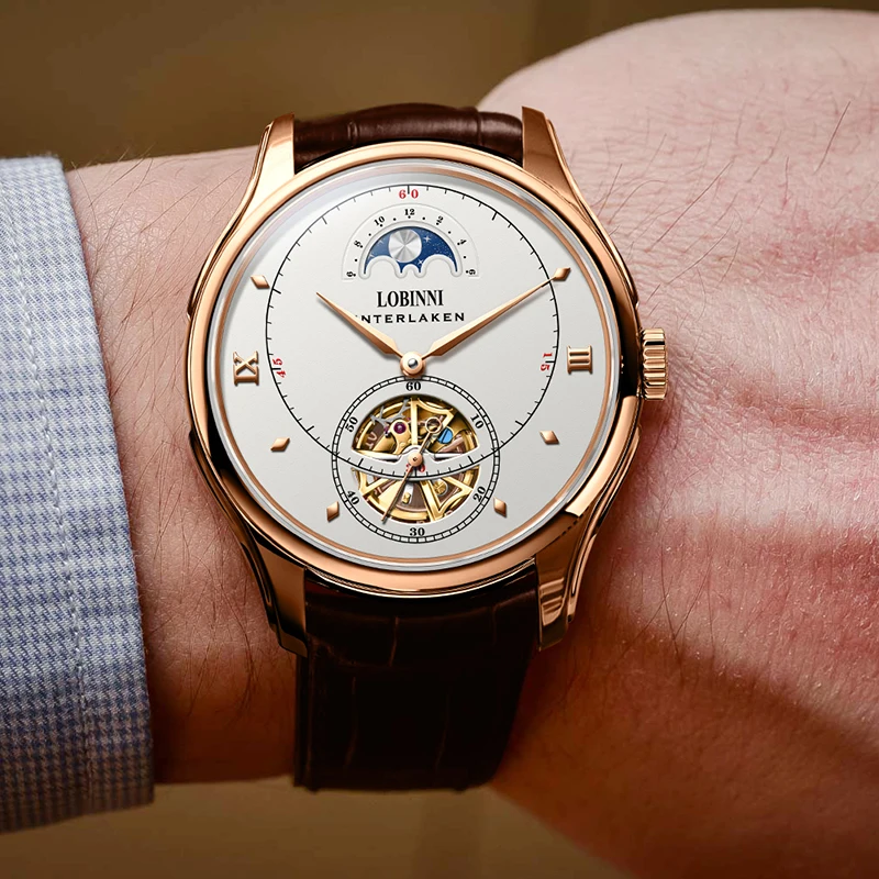 Automatic Mechanical Watch Switzerland Luxury Brand LOBINNI Watch Men Dress Business Wristwatch Waterproof Men's Clock L13022